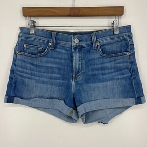 Seven7 Denim Shorts Women's Size 30 Blue Cut Off Mid‎ Rise 3" Inseam